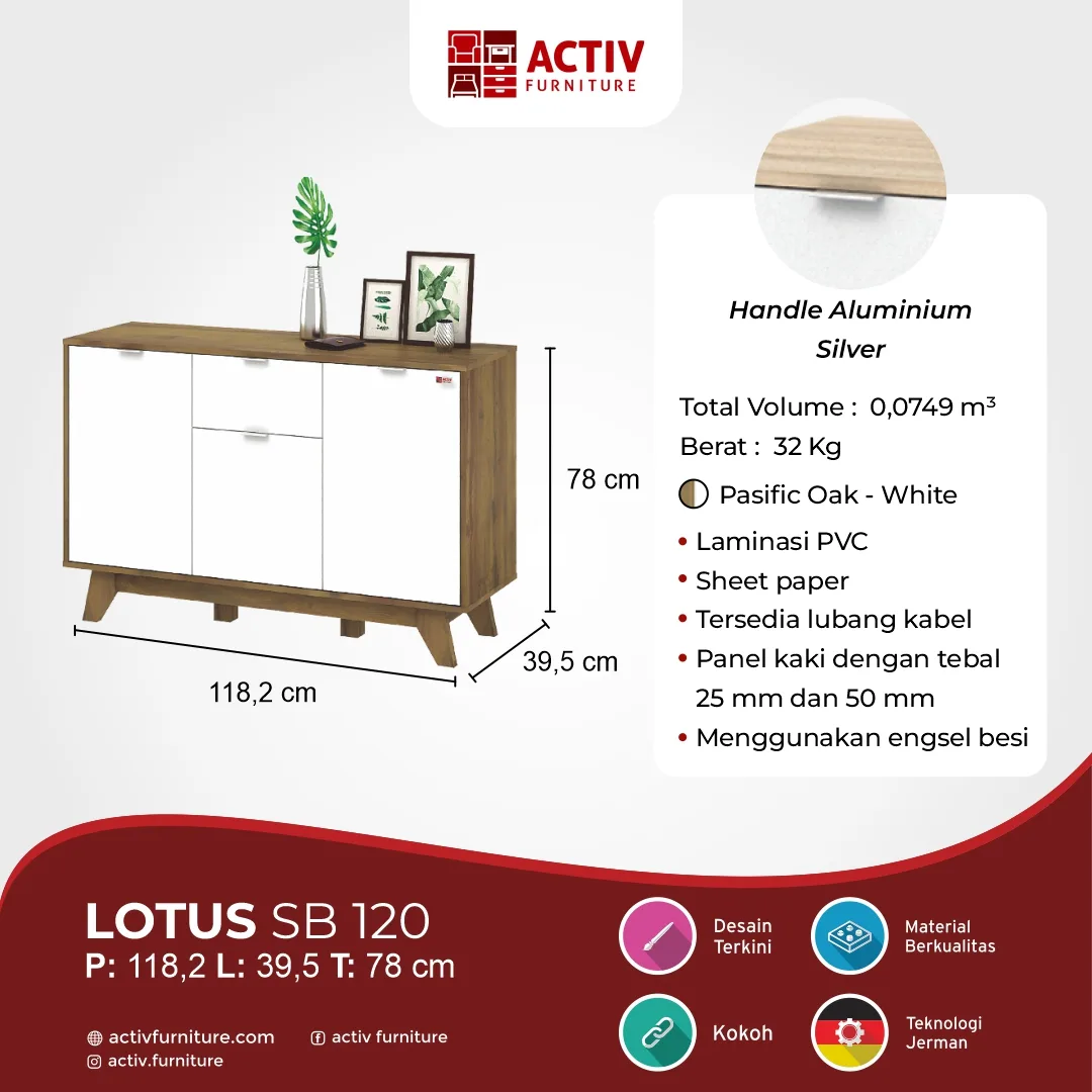 Lotus SB 120 – Pasific Oak – White
