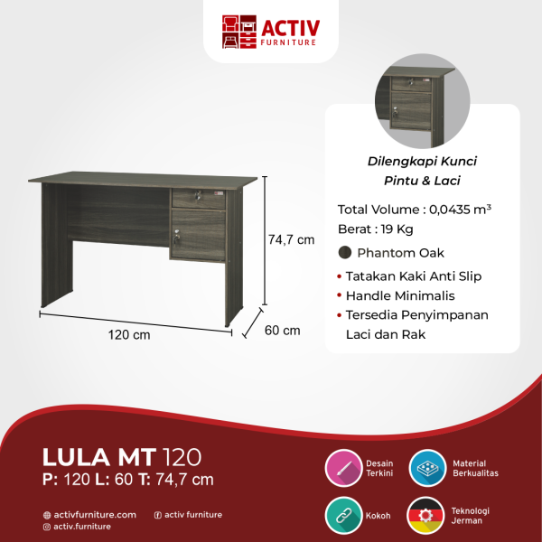 Meja Tulis / Meja Kerja – Lula MT 120 – Activ Furniture