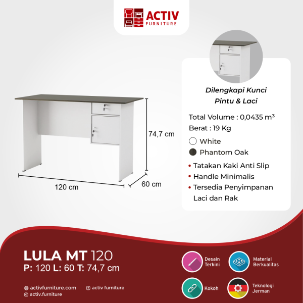 Meja Tulis / Meja Kerja – Lula MT 120 – Activ Furniture