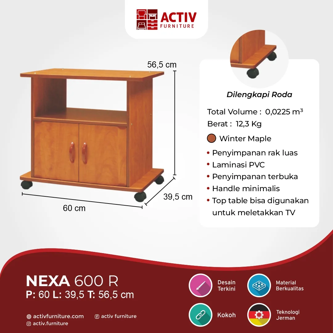 Nexa 600 R_Winter Maple_Rak TV_Lemari TV_Activ Furniture