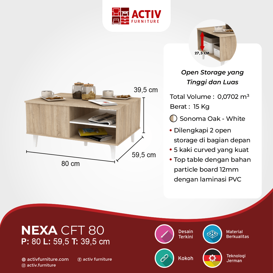 Nexa CFT 80_Meja Tamu_Coffee Table_Ruang Tamu_Konten USP_Activ Furniture