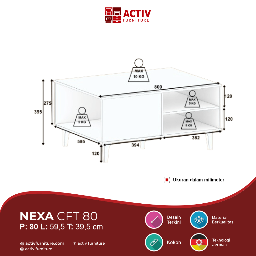 Nexa CFT 80_Meja Tamu_Coffee Table_Ruang Tamu_Outline_Activ Furniture