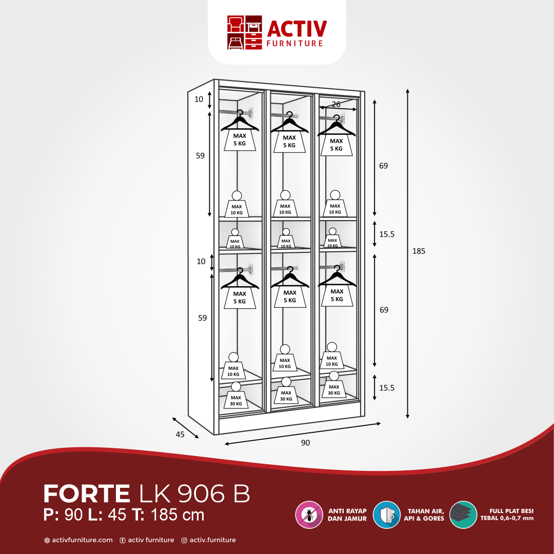 Activ Furniture_Forte LK 906_Loker Besi_Lemari Kantor_Ruang Kantor_Ruang Sekolah