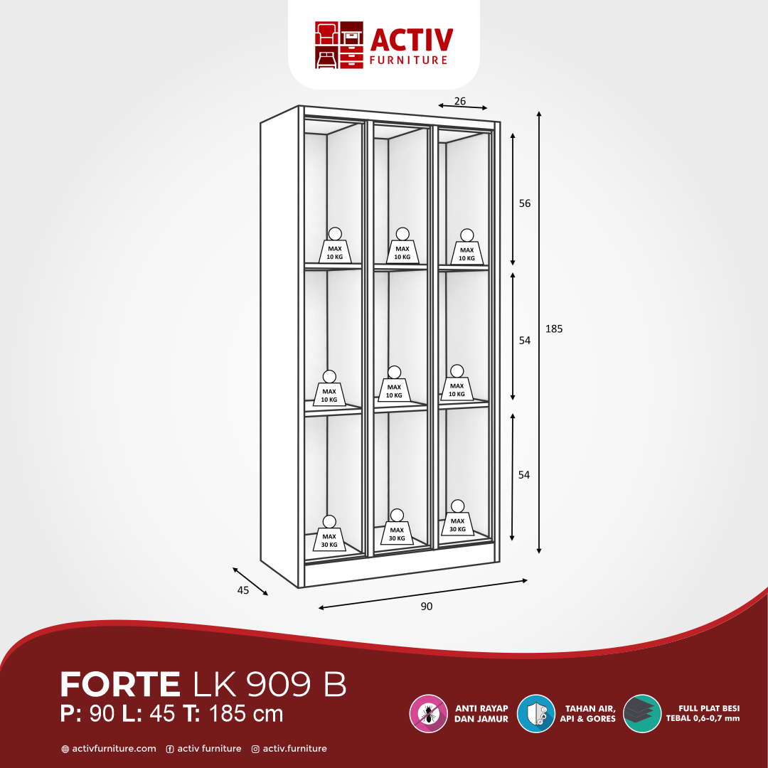 Activ Furniture_Forte LK 909_Loker Besi_Lemari Kantor_Ruang Kantor_Ruang Sekolah