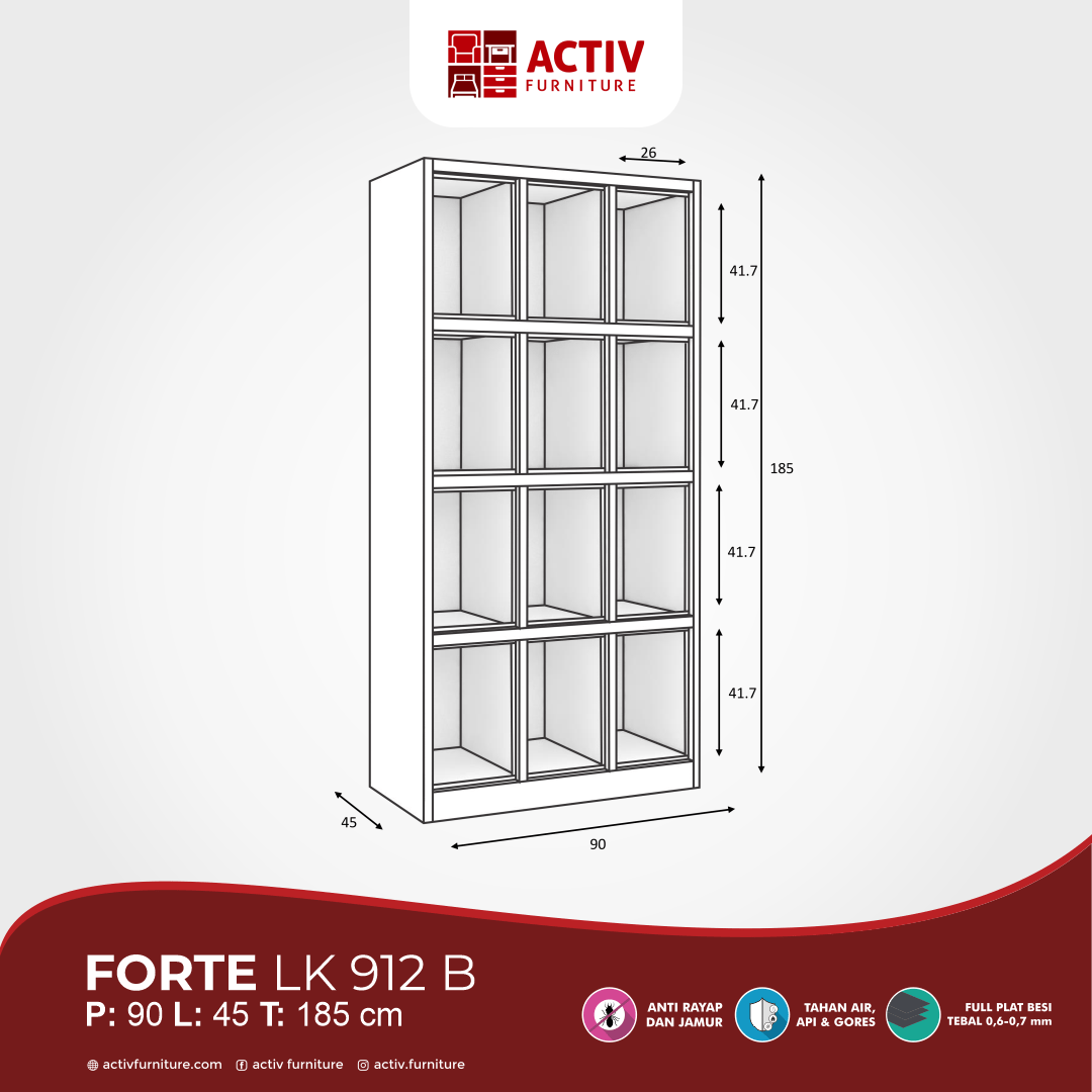 Activ Furniture_Forte LK 912_Loker Besi_Lemari Kantor_Ruang Kantor_Ruang Sekolah