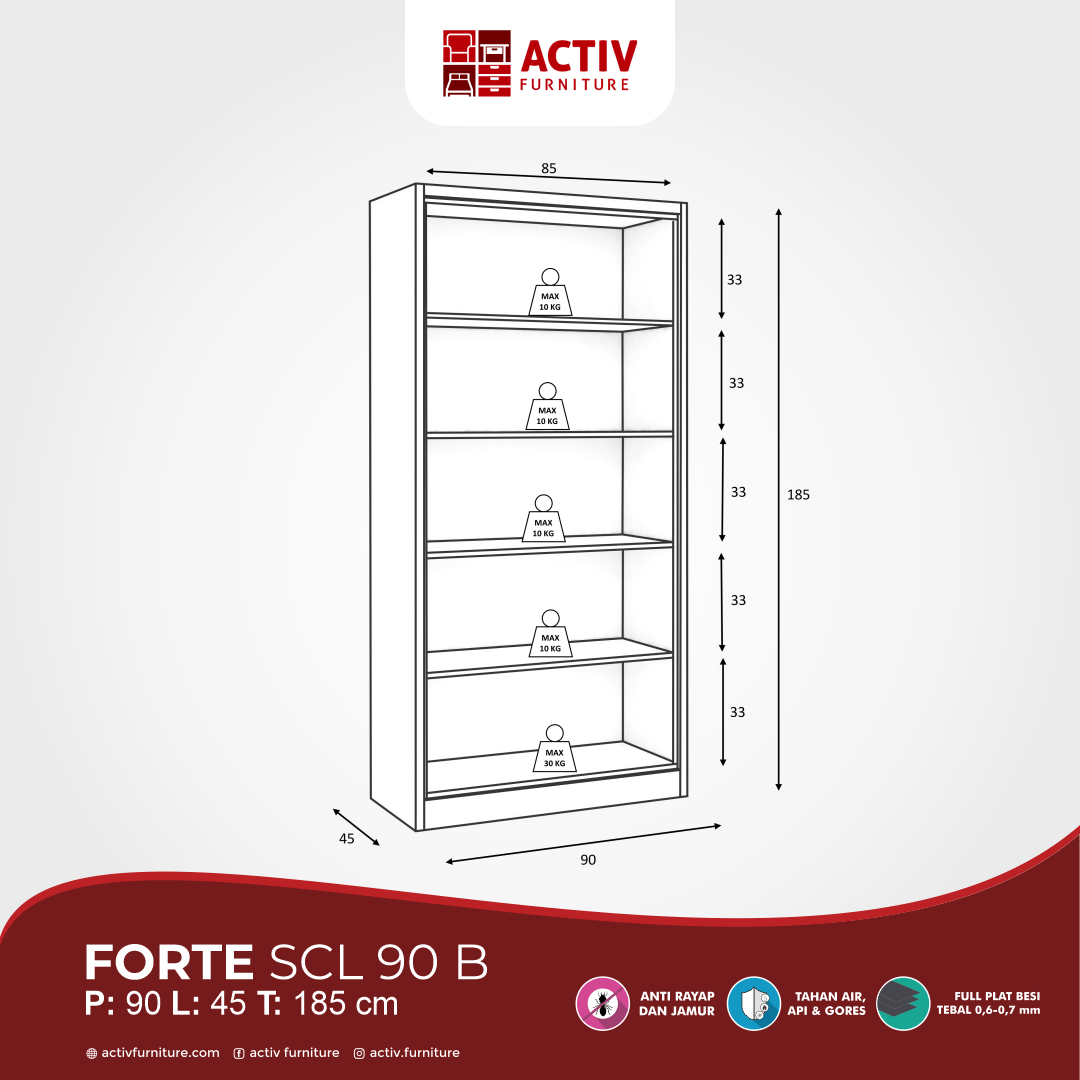Activ Furniture_Forte SWB 90 B_Loker Besi_Lemari Kantor_Lemari Besi_Ruang Kantor_Ruang Sekolah