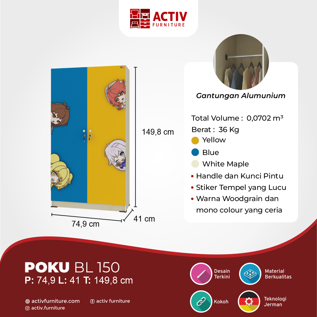 Poku BL 150_White Maple – Mono Color