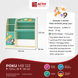 Poku MB 122_White Maple - Turquoise_Meja Belajar Anak_Ruang Kamar_Ruang Anak_Cover_Activ Furniture