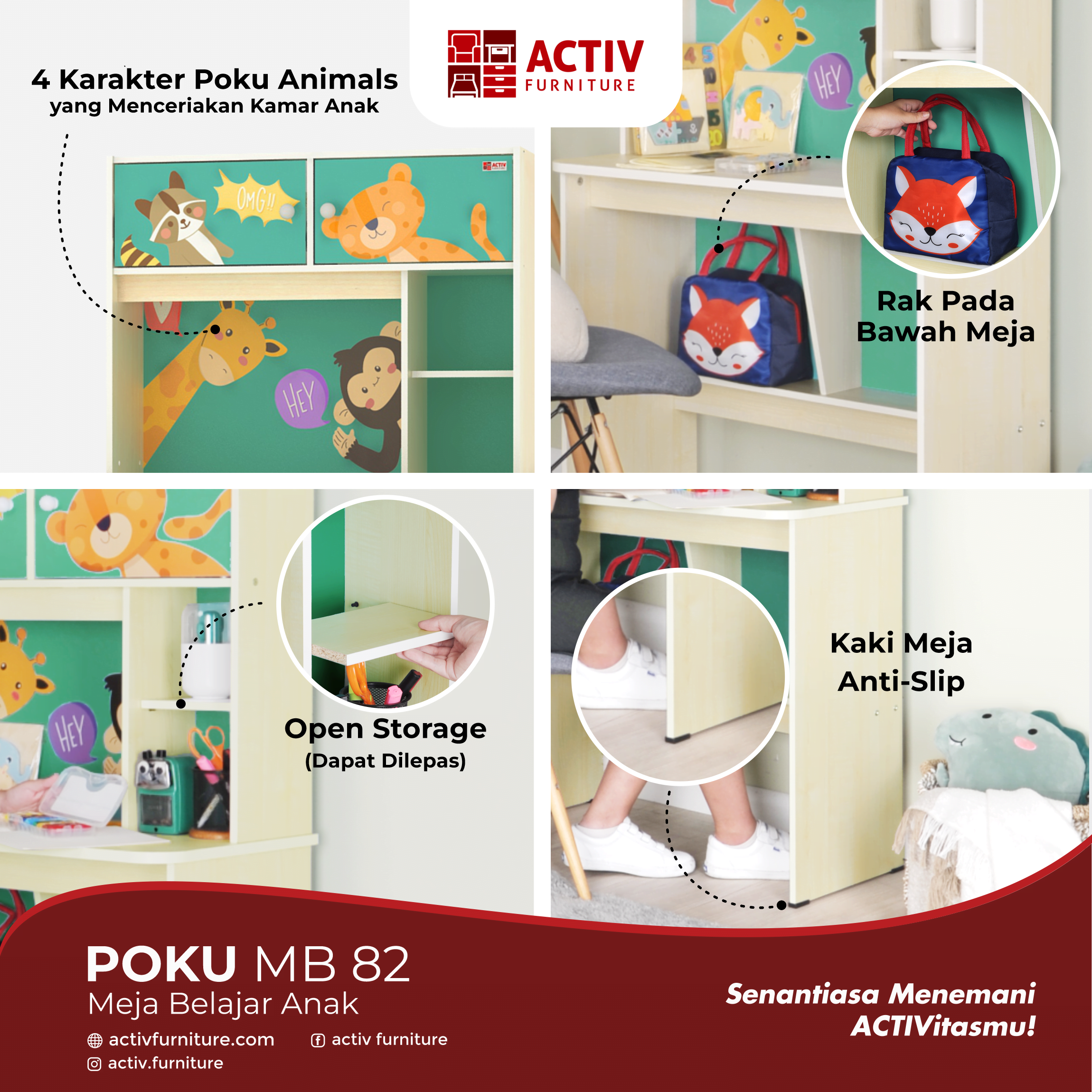 Poku MB 82_White Maple – Turquoise_Meja Belajar Anak_Ruang Kamar_Ruang Anak_Copywriting Rev 4_Activ Furniture