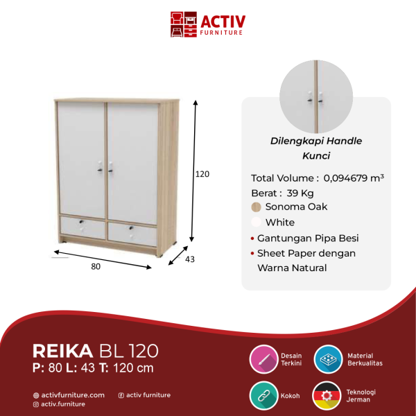 Lemari Pakaian – Reika BL 120 – Activ Furniture