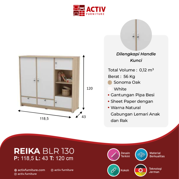 Lemari Pakaian – Reika BLR 130 – Activ Furniture