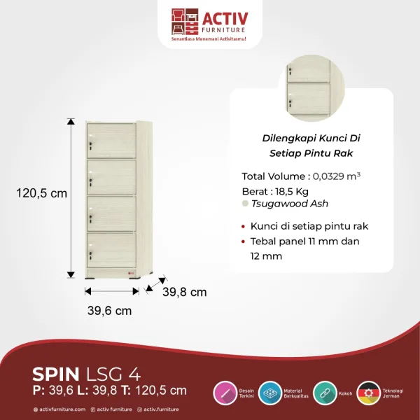 Lemari Serba Guna / Rak Serba Guna – Spin LSG 4 (Tsugawood Ash) – Activ Furniture