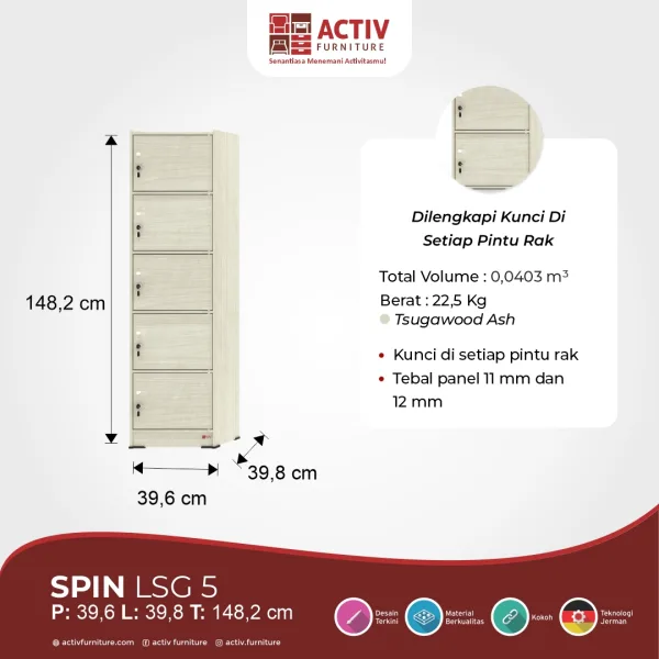 Lemari Serba Guna / Rak Serba Guna – Spin LSG 5 (Tsugawood Ash) – Activ Furniture