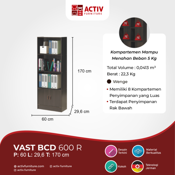 Rak Buku / Rak Serbaguna – Vast BCD 600 R – Activ Furniture