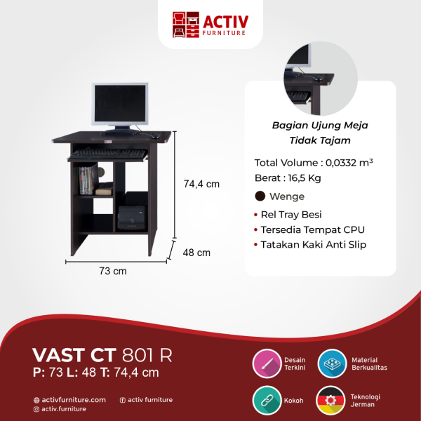 Meja Komputer / Meja Kerja – Vast CT 801 R – Activ Furniture