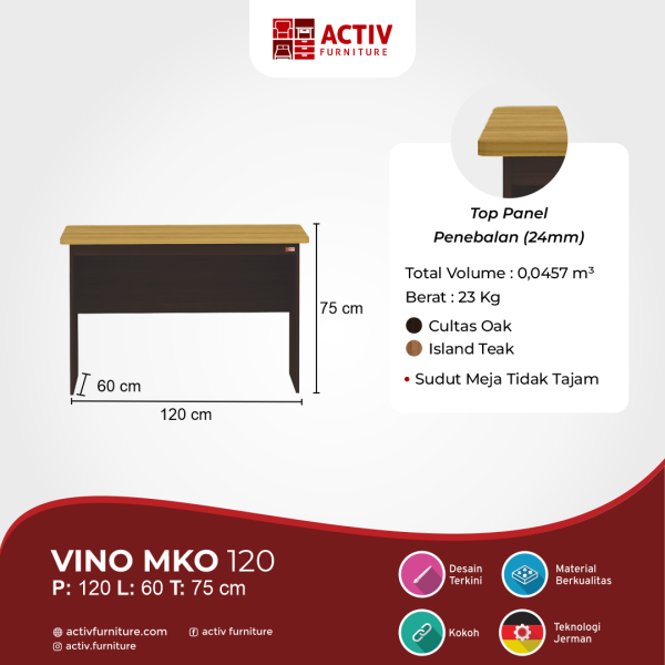 Meja Kerja / Meja Tulis – Vino MKO 120 – Activ Furniture